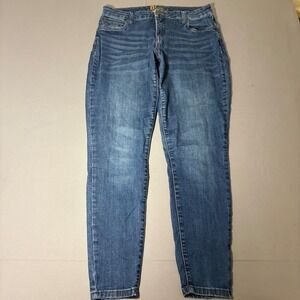 Kut from the Kloth Skinny Jeans Womens 14W Blue Stretch Denim Whiskered Wash